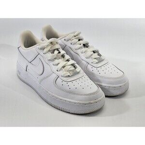 DMS Youth Size 4 Nike Air Force 1 Low LE White Leather Sneakers Tennis Shoes EUC